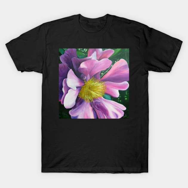 Pink Camellia T-Shirt by bevhardidge